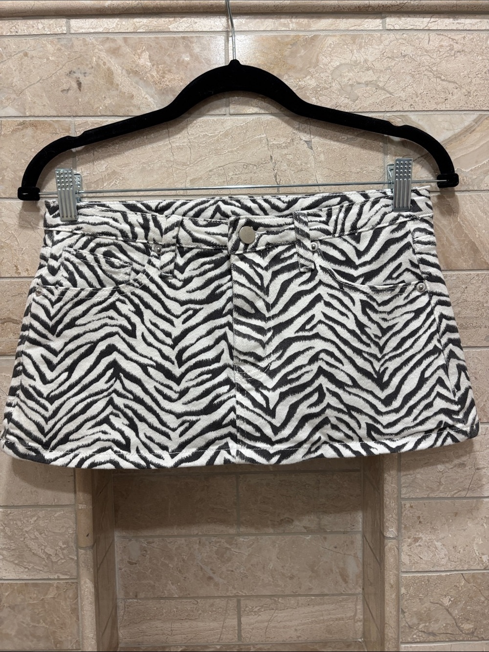 Dolls Kill  Zebra Print Mini Skort - Black & White